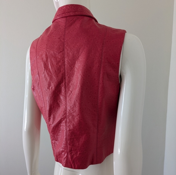 Burberrys Pink Ostrich Leather Vest Vintage 90s Y2K Size 8 - Picture 5 of 9